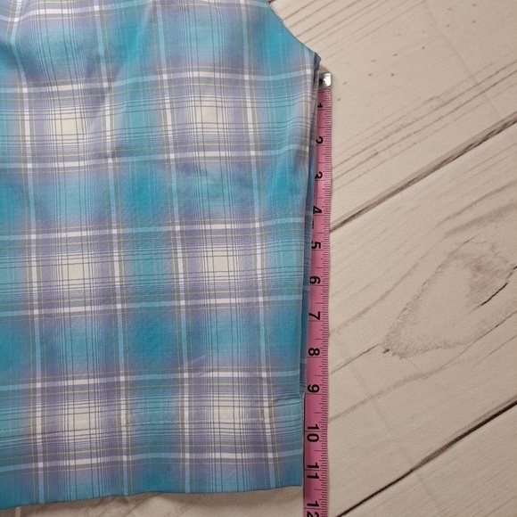 3 FOR 12 SALE Puma Golf Shorts 8 Blue Purple White Plaid Dry Cell Stretch Chino - Picture 12 of 13